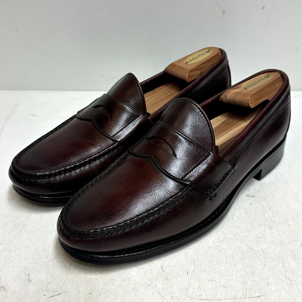 VERY GOOD Allen Edmonds Paxton Penny Loafer Burgundy Calf Made in USA 9.5 D